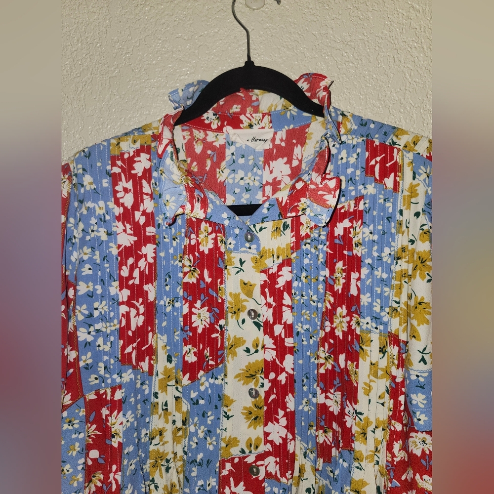 Multi-Color Floral Patchwork Mini Dress - Picture 6 of 14
